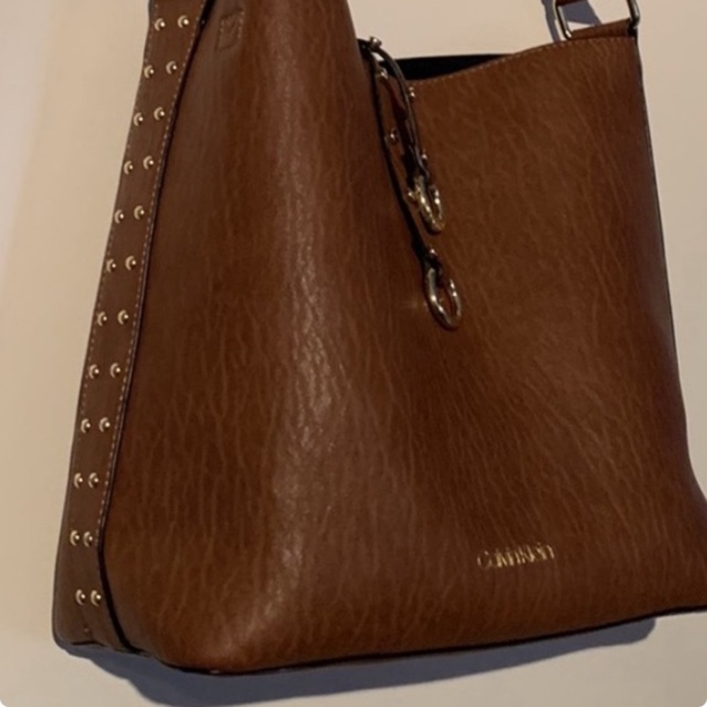 Calvin Klein Brown Leather Studded Women's Bag